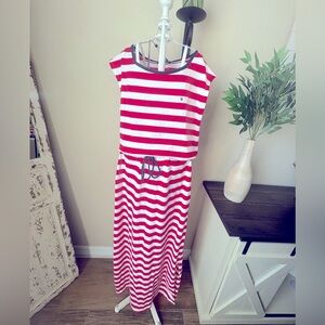 Red and White Striped Maxi Dress